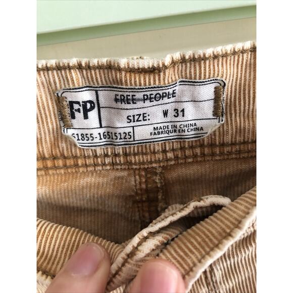 Free People Ankle Corduroy Pants Size 31 Waist Light Brown 5 Pocket Low Rise - Picture 3 of 7